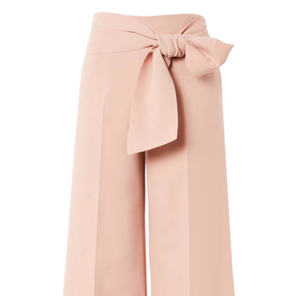 NWOT TOPSHOP Pink Tie Crop Wide Leg Trousers - Picture 2 of 6